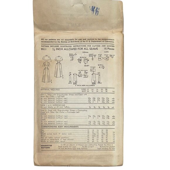 Vintage Advance Sewing Patterns Pre-Cut Un-printed 6444 & 5511 Size 12 1940s-50s - Picture 6 of 6